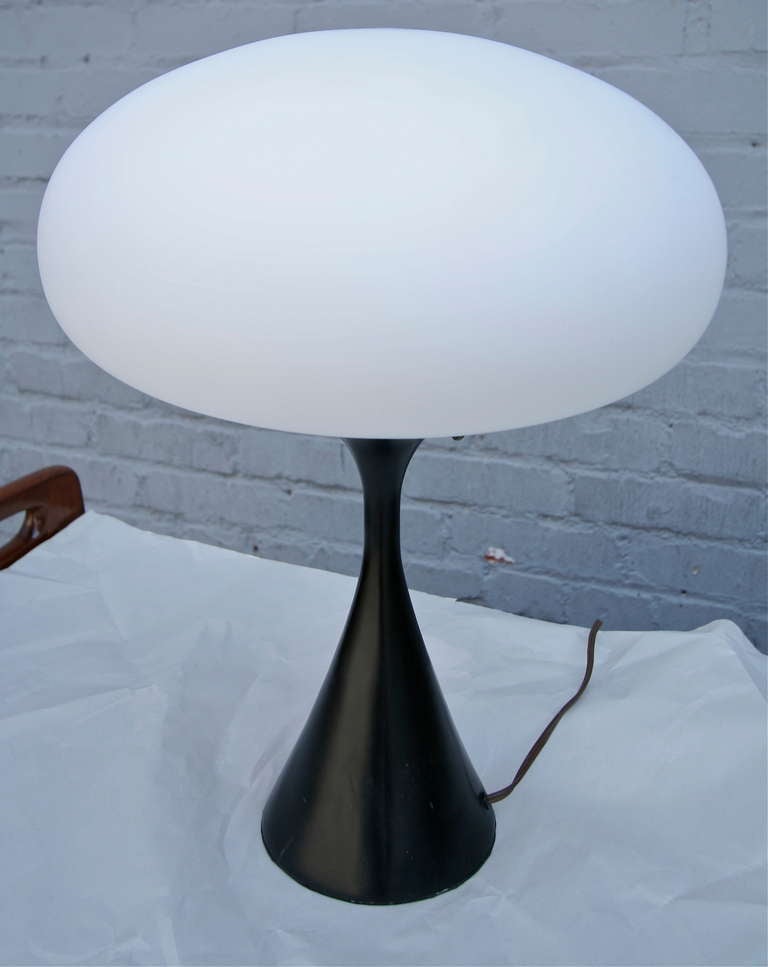 Mushroom lamp with frosted glass globe and black metal base by Laurel Lamp Co.

Please call or use the contact dealer link below to reach us directly with any questions regarding this item. We are happy to obtain delivery quotes from our network