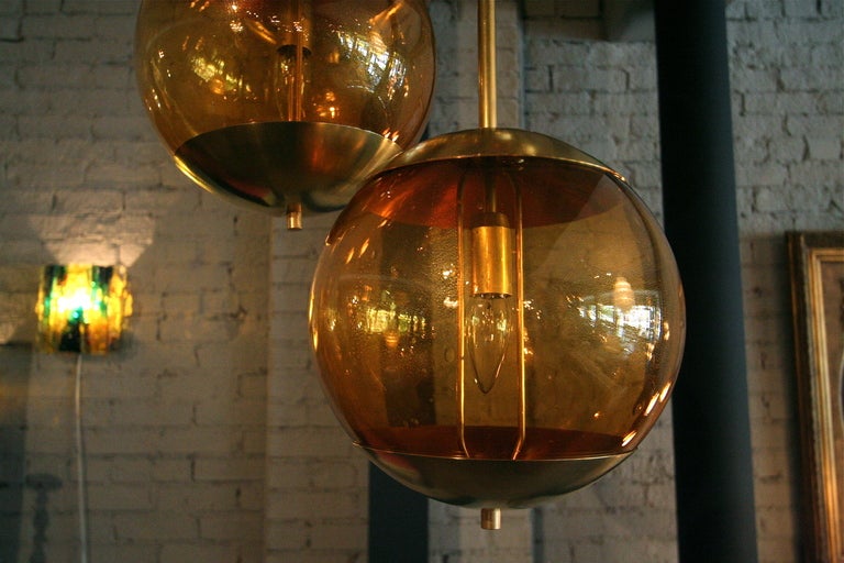 Murano globe chandelier with amber colored glass globes 10