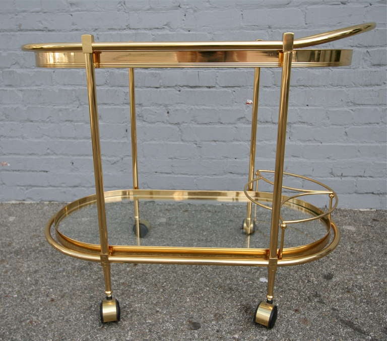 Italian Brass Bar Cart In Excellent Condition In Los Angeles, CA