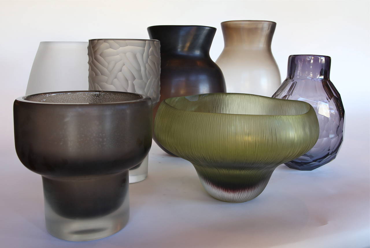Cinereus Murano Grey Glass Vase In New Condition In Los Angeles, CA