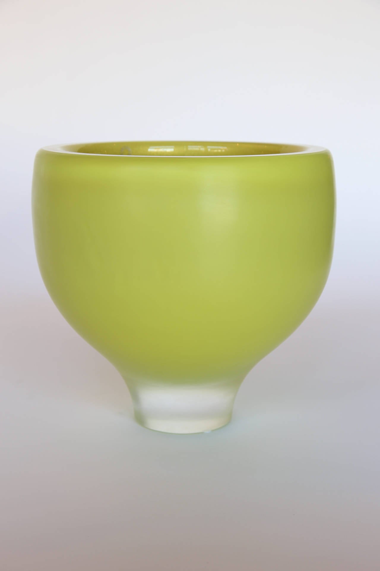 Handmade citreum yellow Murano glass vase or bowl.