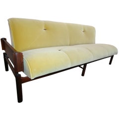 1960s Percival Lafer Brazilian Jacaranda Velvet Sofa