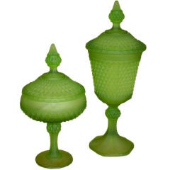 Pair of 30's Glass Urns