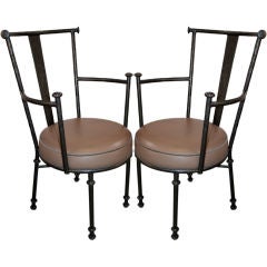 Set of 1980s Iron Armchairs and Side Chairs 8
