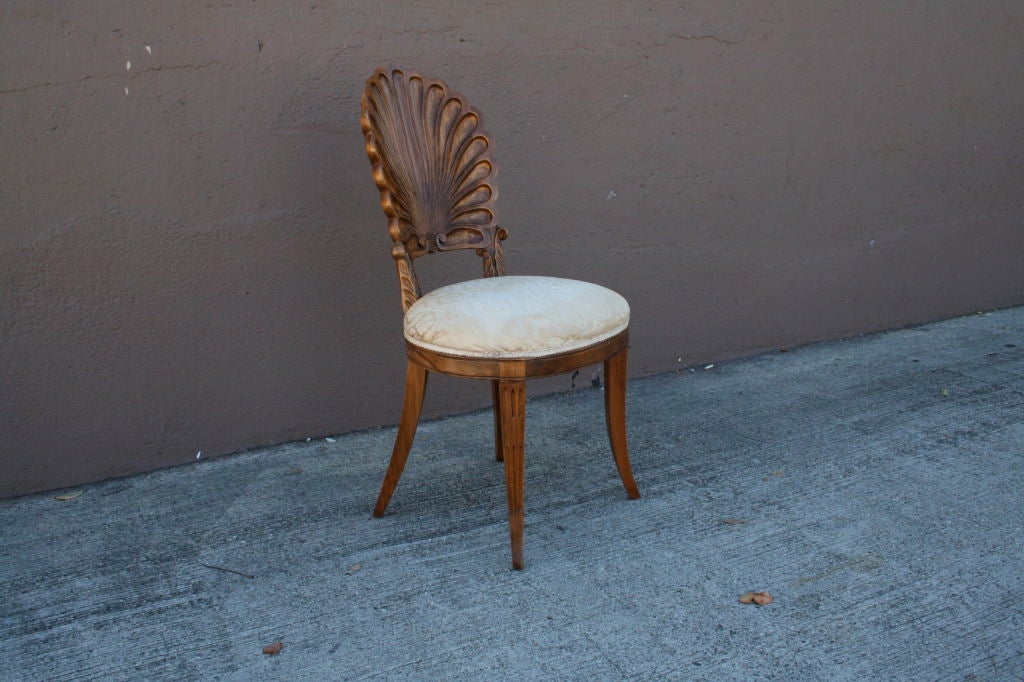 Pair of 60's solid walnut Italian grotto chairs