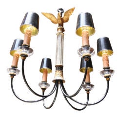 1930s Glass and Metal Imperial Chandelier 11