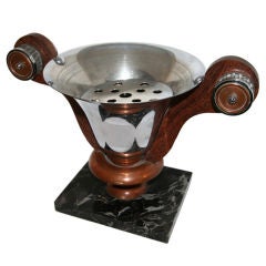 1930s French Art Deco Chrome & Copper Centerpiece on Marble Base 1