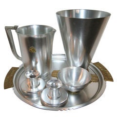 6 Piece Kensington Aluminum and Brass Table Accessories 9