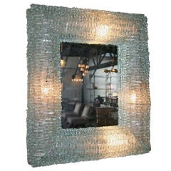70's Italian Lighted Glass Wall Mirror