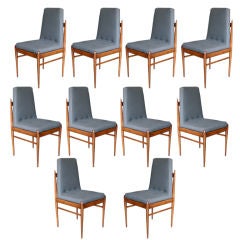 Set of Ten 1960s Brazilian Caviuna Dining Chairs by L'Atelier 9