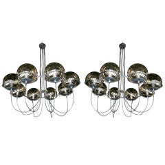 Pair of Large Raak Globe Chandeliers