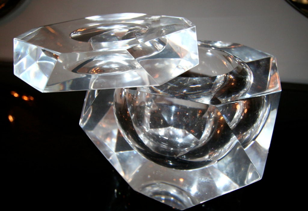 Late 20th Century 70's Lucite Box with Swivel Lid