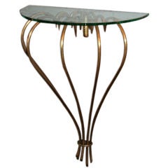 1940s French Brass Console with Glass Top 7
