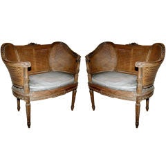 Pair of 19th c. Louis XVI Caned Armchairs
