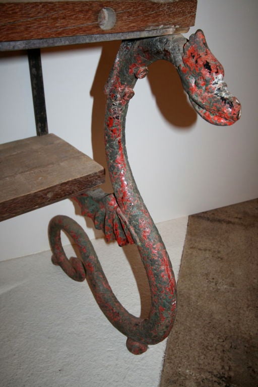 19 c. Iron Dragon Table adjusted from French Park Bench 4