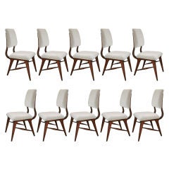 Set of Ten 1970s Brazilian Dining Chairs in Grey Velvet 6