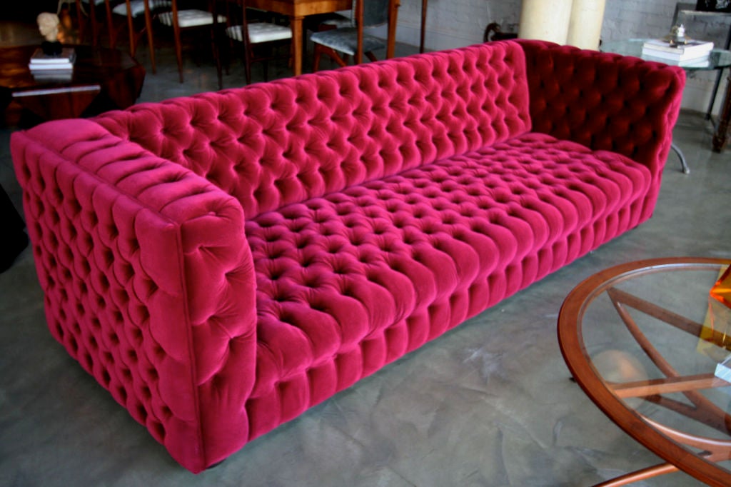 red velvet couches