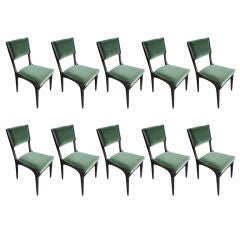 Set of Ten 1950s Carlo de Carli Ebonized Dining Chairs