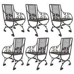 Antique Set of Six 1880
s French Wrought Iron Chairs