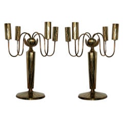 Vintage Pair of 50's Brass Candelabras by Rena Rosenthal for Hagenhauer