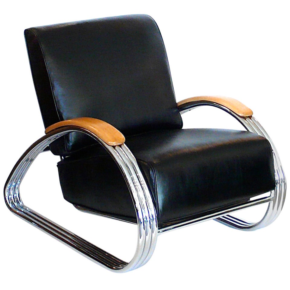 Streamline Triple Band Chrome Chair by KEM Weber For Sale