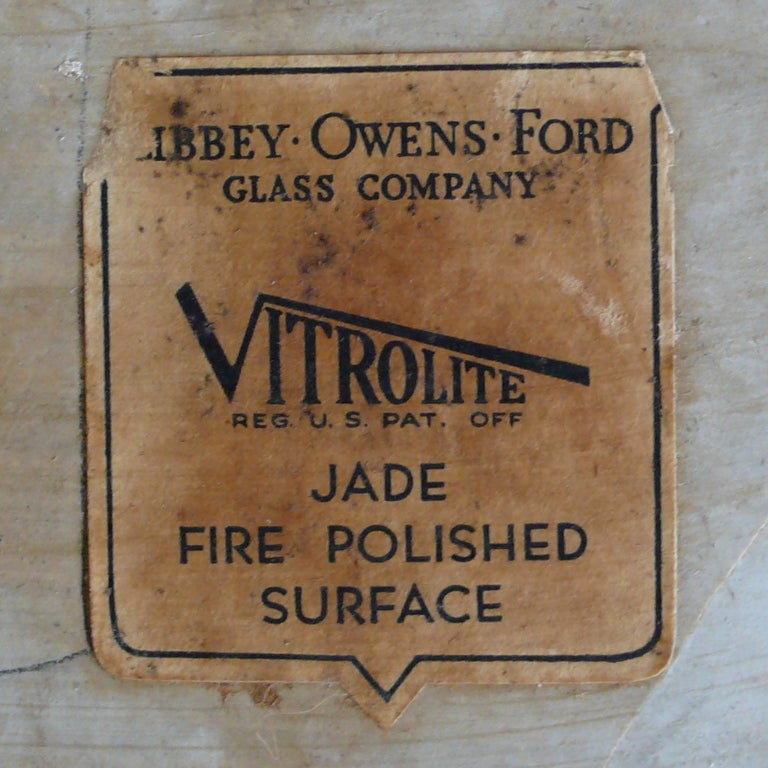 American Rare Warren McArthur Table With Original Jade Vitrolite Top For Sale