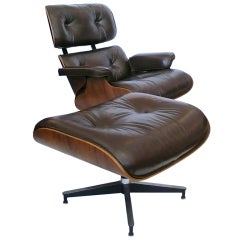 Original Eames 670 Lounge Chair & 671 Ottoman in Chocolate Brown