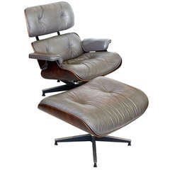 Rare Early 1970's Rosewood Eames 670 Lounge Chair & 671 Ottoman