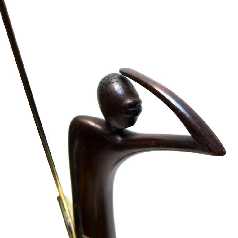 Large Modernist Stylized African Warrior Sculpture by Hagenauer In Excellent Condition In Los Angeles, CA