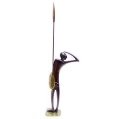 Large Modernist Stylized African Warrior Sculpture by Hagenauer