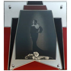 Reverse Painted & Mirror Art Deco Skyscraper Table Top Frame