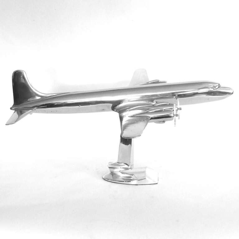 Mid-Century Modern Large Original Eastern Airlines DC 7 Scale Model Aluminum Airplane For Sale
