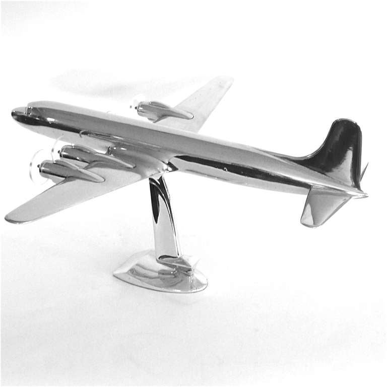 Cast Large Original Eastern Airlines DC 7 Scale Model Aluminum Airplane For Sale