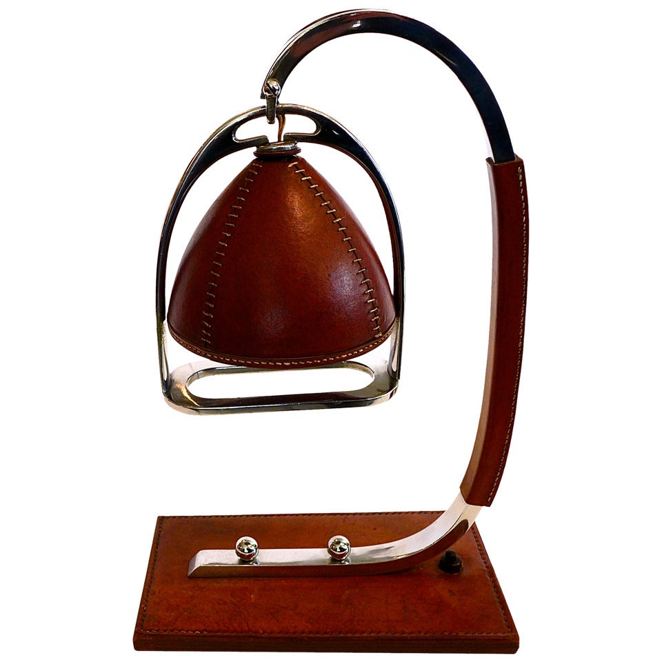 Leather Clad Equestrian Lamp By Longchamp, Paris