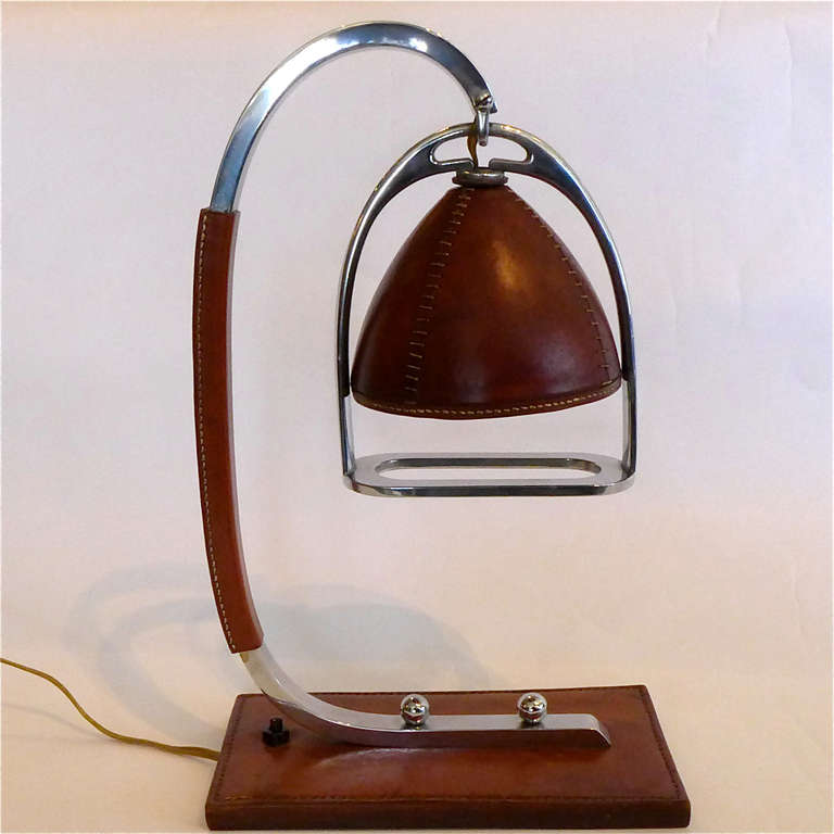 Modern Leather Clad Equestrian Lamp By Longchamp, Paris