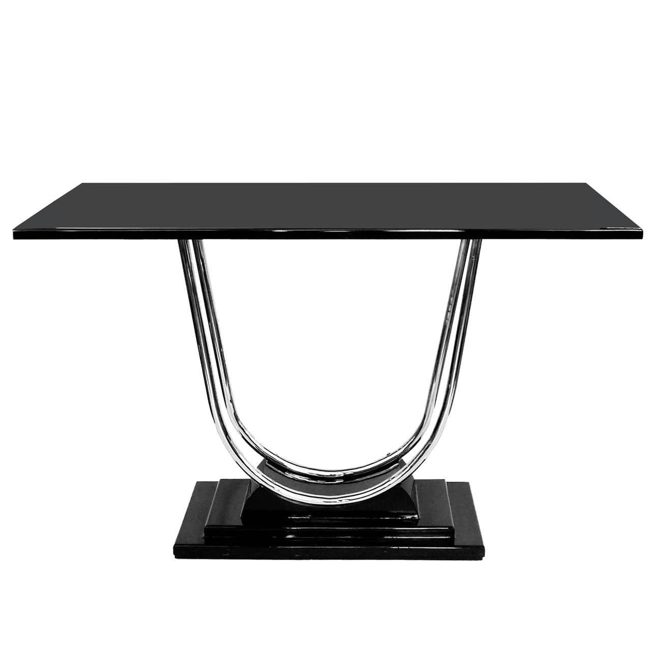 black art deco console table