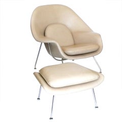 Vintage Leather Saarinen Womb Chair/Ottoman Knoll