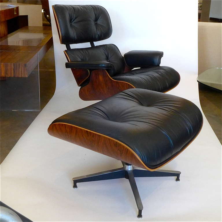 We recently acquired a very rare find. This completely original 1978 Eames 670 chair and 671 ottoman had been in storage and was used for only a few short months from 9/1978 to 2/1979. The original owner was transferred overseas and the chair