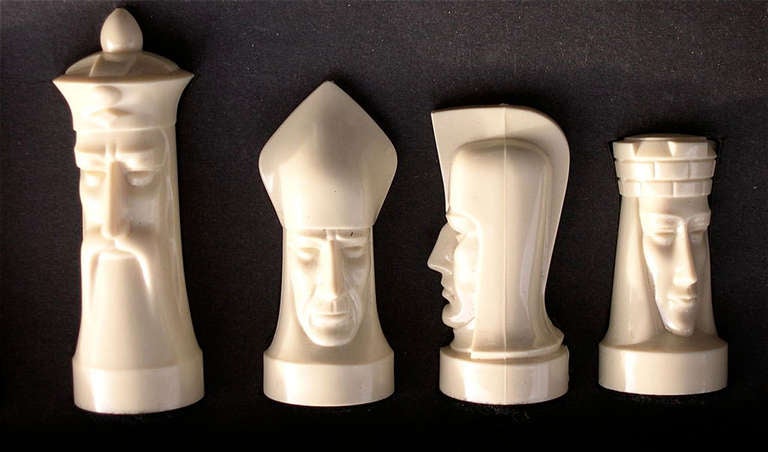 Mid-Century Modern  Gothic Modern Chess Set by Ganine 