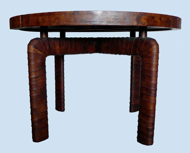 Fantastic Billy Haines Custom Tortise Leather Game Table