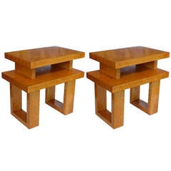 Pair of Opposing Architectural Side Tables