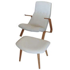 Original Saarinen Grasshopper Chair & Ottoman W/Knoll  Label