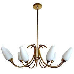 Outstanding Large 9 Globe Brass & Glass Chandelier 3