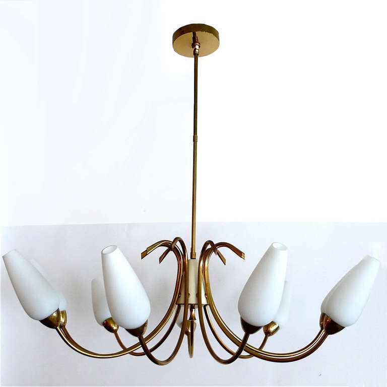 Outstanding Large 9 Globe Brass & Glass Chandelier