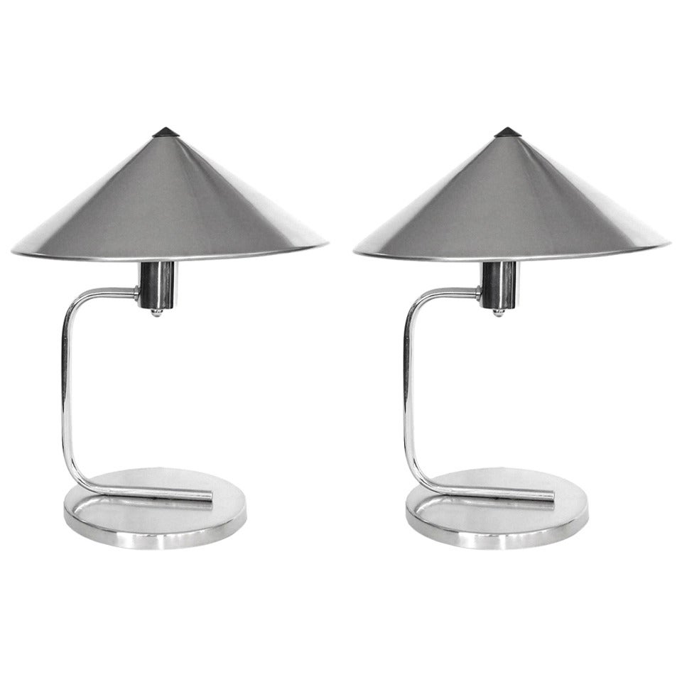 Pair of Machine Age Lamps by Walter Von Nessen For Sale