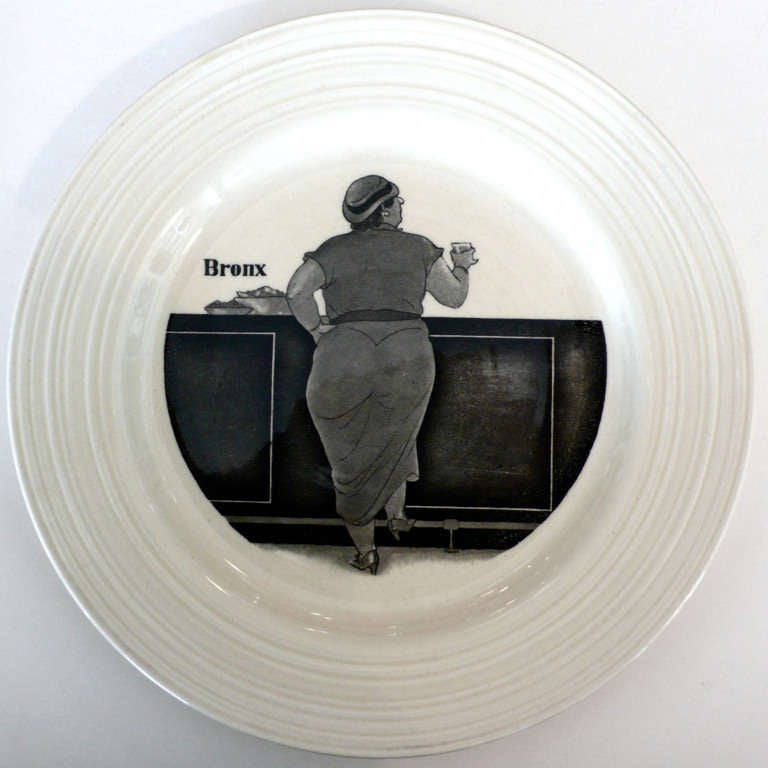 Set of 6 1930's Art Deco Cocktail Plates by Crown Ducal, England 1