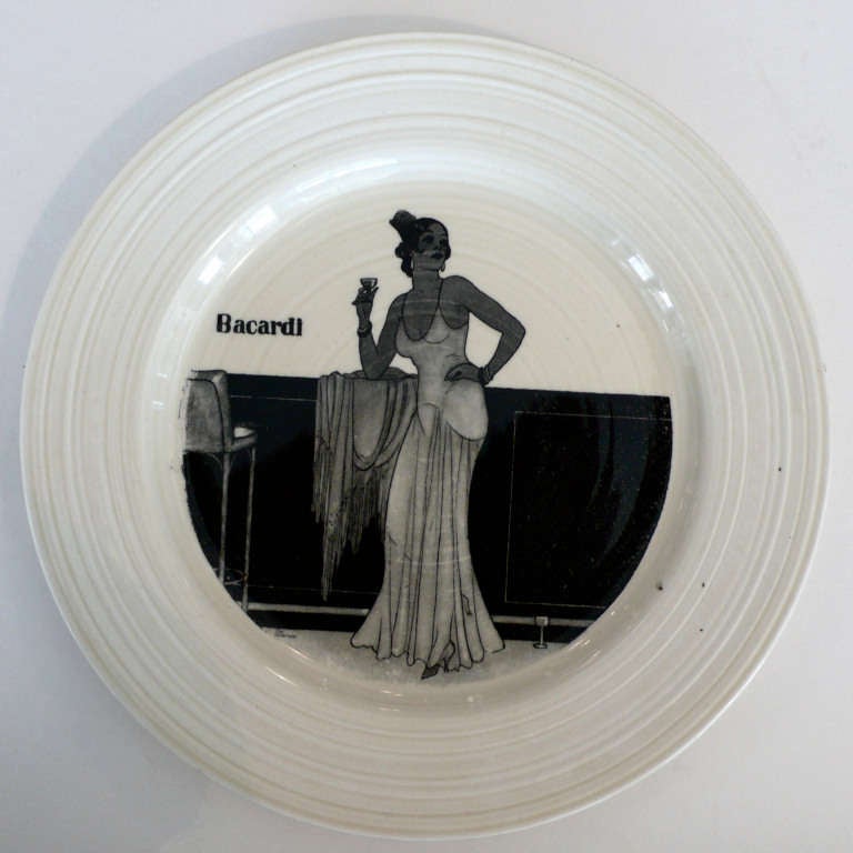 Mid-20th Century Set of 6 1930's Art Deco Cocktail Plates by Crown Ducal, England
