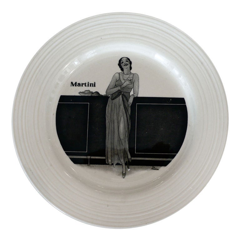 Set of 6 1930's Art Deco Cocktail Plates by Crown Ducal, England