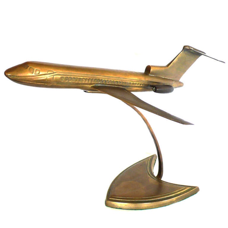 Mid-Century Modern 1965 Bronze DC 9 Airplane Model