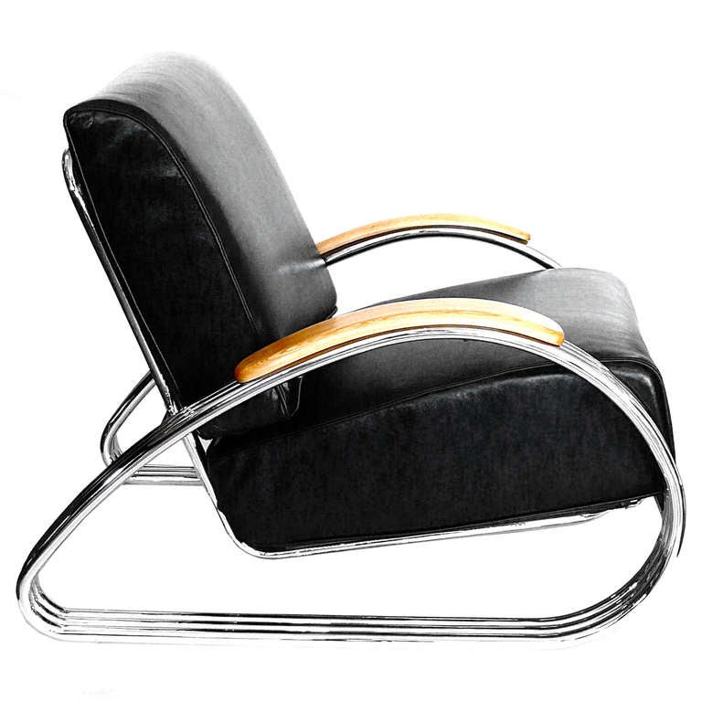 American Streamline Triple Band Chrome Chair by KEM Weber For Sale